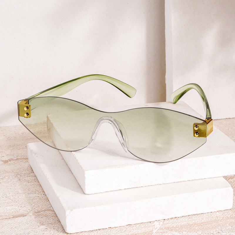 Carnellian Rimless Green Tinted Sunglasses