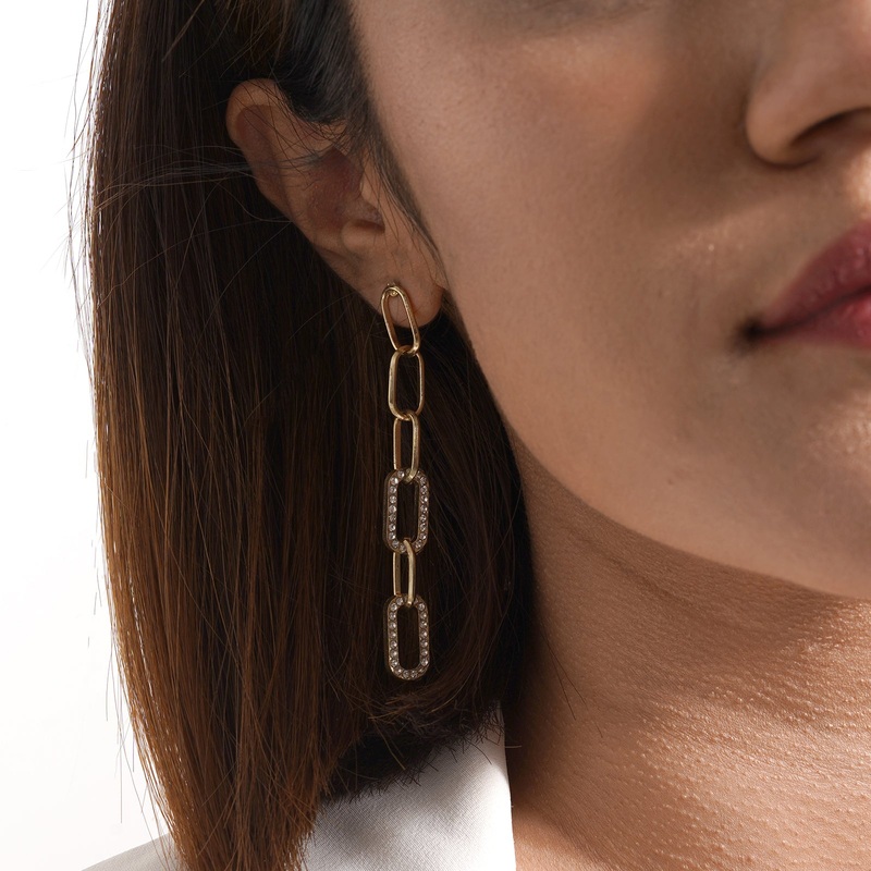 Lacey Link-It Gold and White Earrings