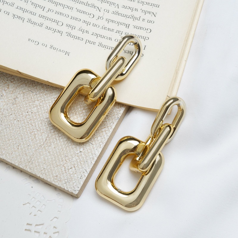Misa Link Detail Gold Earrings