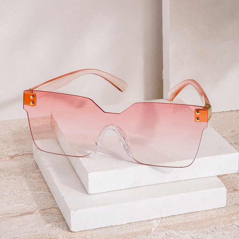 Tenzin Rimless Pink Tinted Oversized Sunglasses