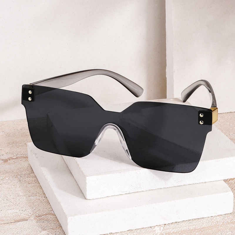 Tenzin Rimless Black Tinted Oversized Sunglasses