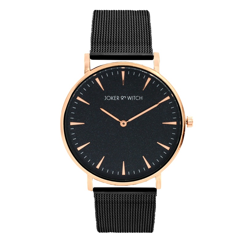 Aime Black Dial Mesh Watch