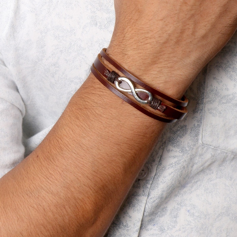 Asher Infinity Multi-Strand Brown Men's Bracelet