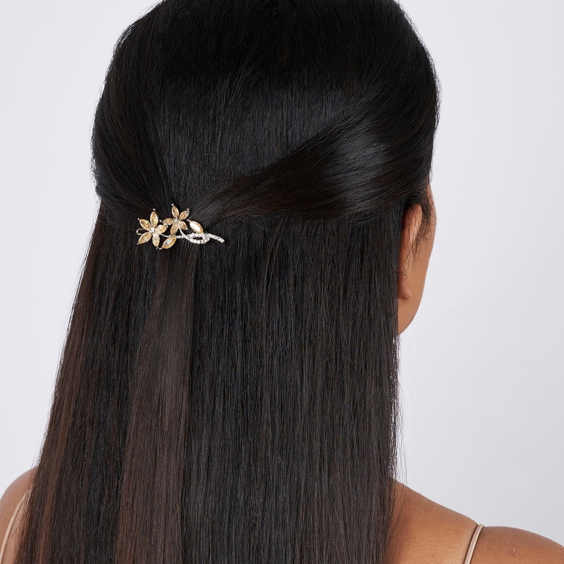 Chrysantha Gold Rhinestone Hairpin
