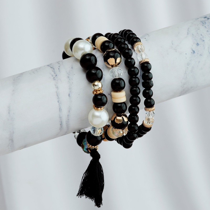 Don't Blame Me Black Beaded Bracelet