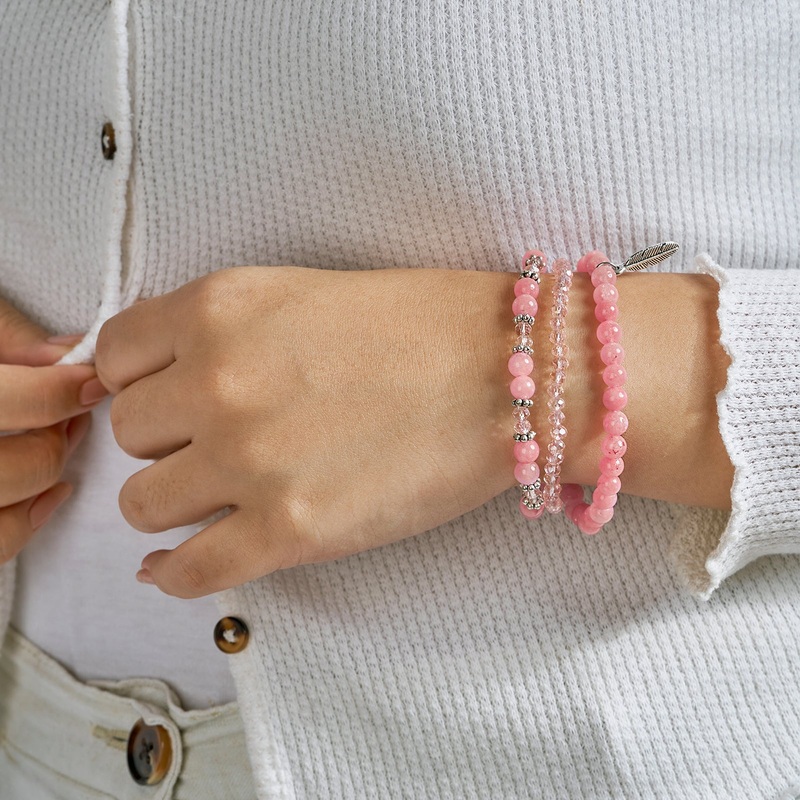 Message In A Bottle Pink Beaded Bracelet