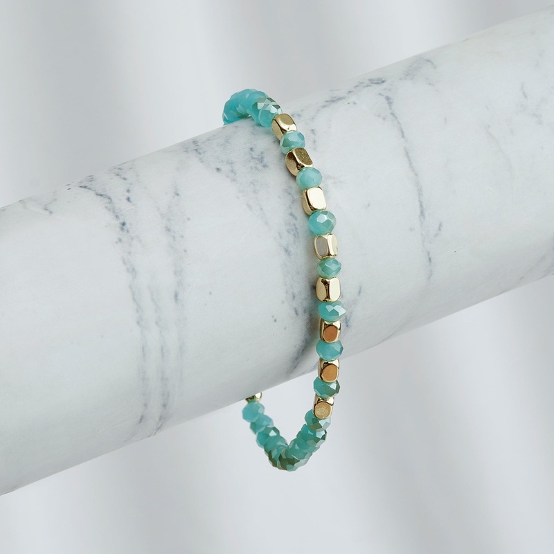 Miss Americana Aqua And Gold Beaded Bracelet