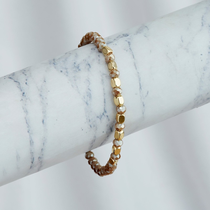 Out Of The Woods Grey And Gold Beaded Bracelet