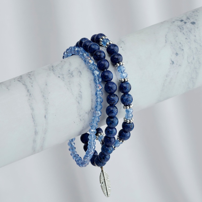 Snow On The Beach Blue Beaded Bracelet