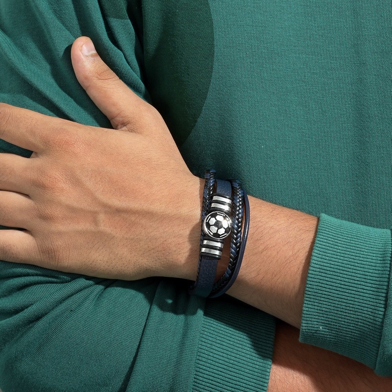 Bennington Blue Men's Leather Layered Bracelet