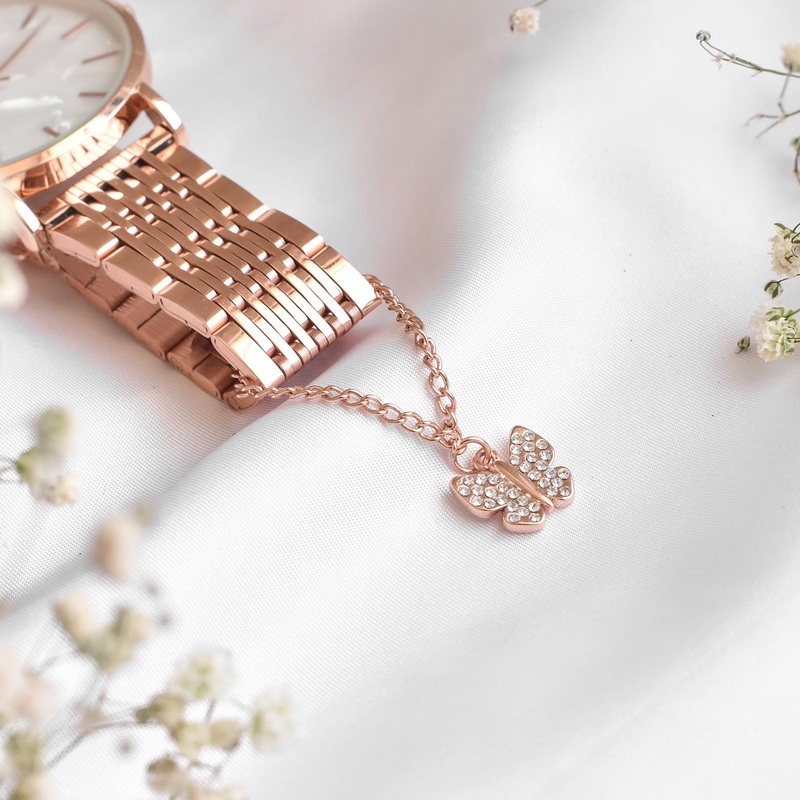 Butterfly Rhinestone Rosegold Watch Charm