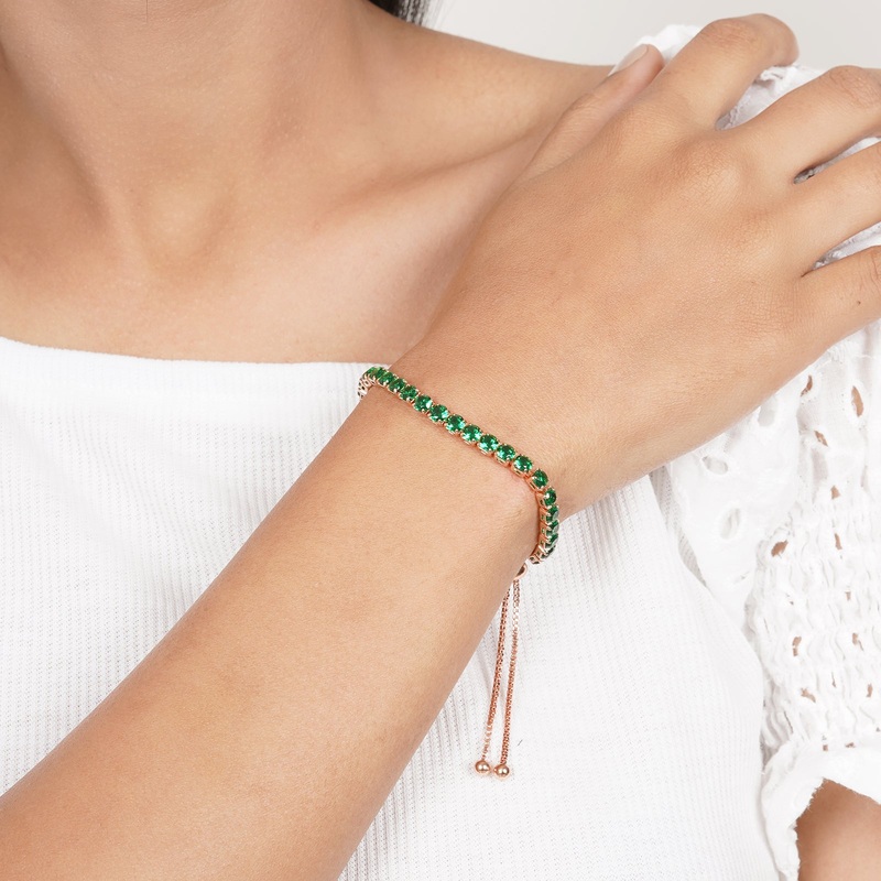 Nora  Gold Tennis Green Bracelet