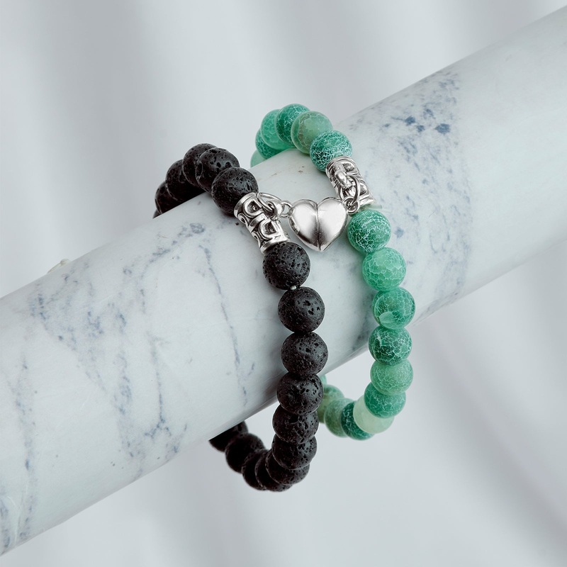 Sparks Fly Black And Blue Couple Beaded Bracelet