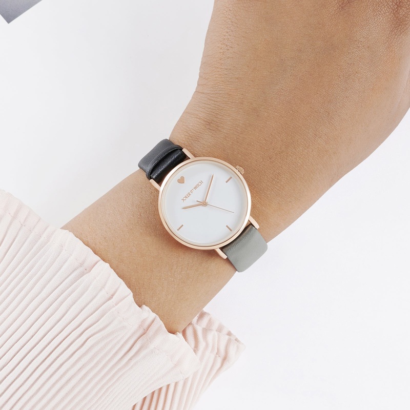 Aurora Rose Gold Watch With Black Dual tone PU Strap Watch