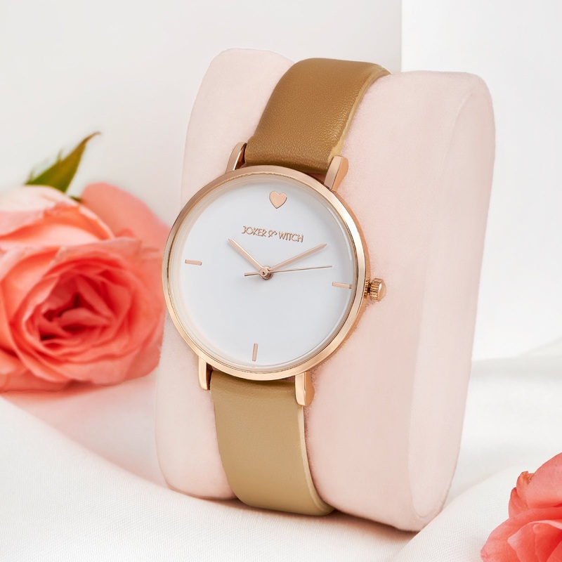 Aurora Rose Gold Watch With Brown Dual tone PU Strap Watch