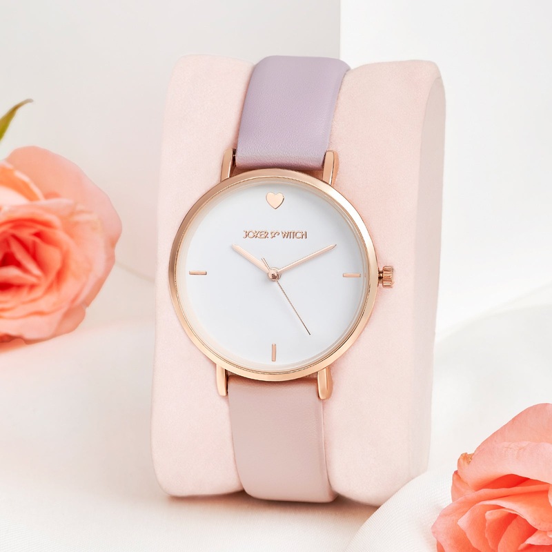 Aurora Rose Gold Watch With Purple Dual tone PU Strap Watch