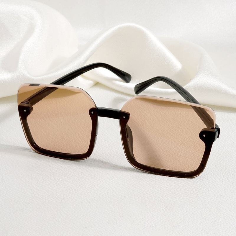 Breckie Rimless Brown and Black Sunglasses