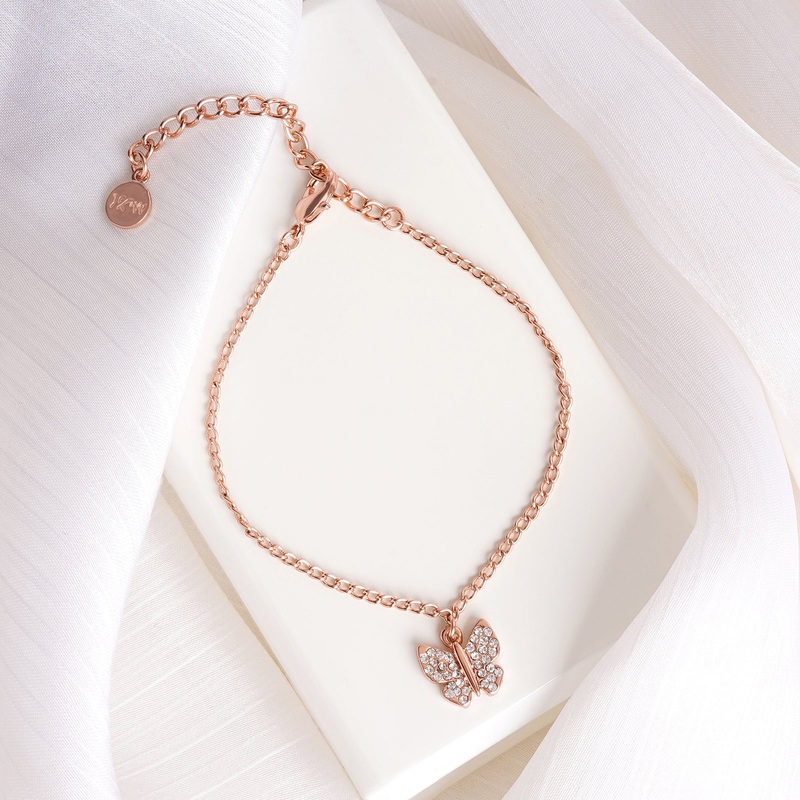 Butterfly Rhinestone Rose Gold Bracelet Charm