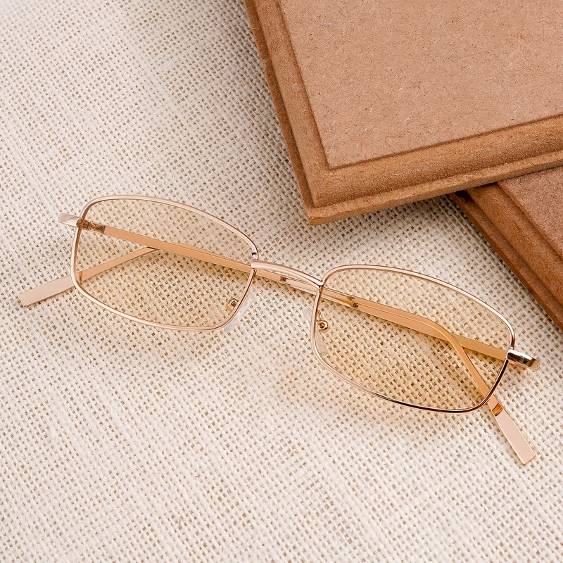 Jisu Rectangle Beige Sunglasses
