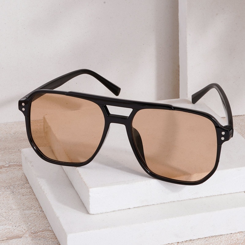 Urbana Black and Brown Rectangular Aviators