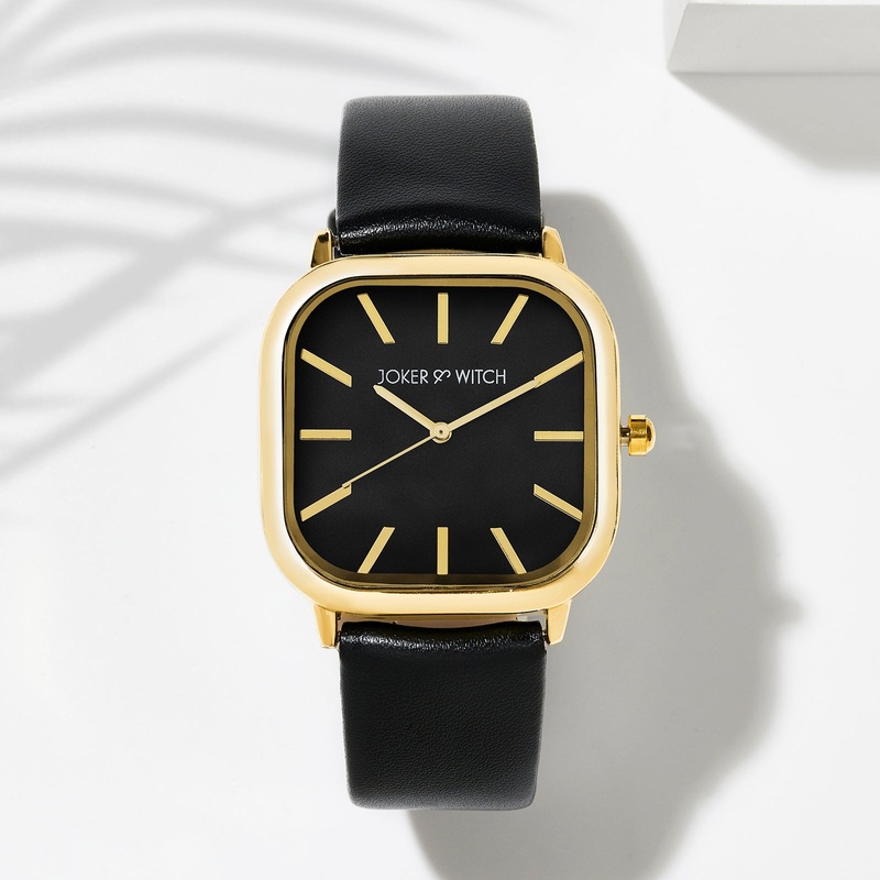 Vera Elegance Black Square Dial Watch with an Elegant Black PU Strap