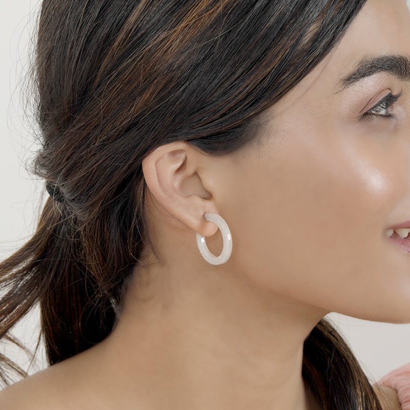 Bewitched Atrio White Half Hoop Earrings