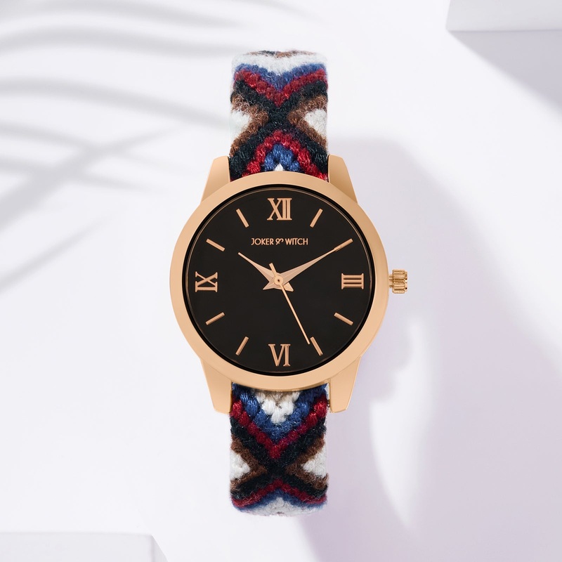 Tide & Twine Rose Gold Dial Red & Black Rakhi Watch