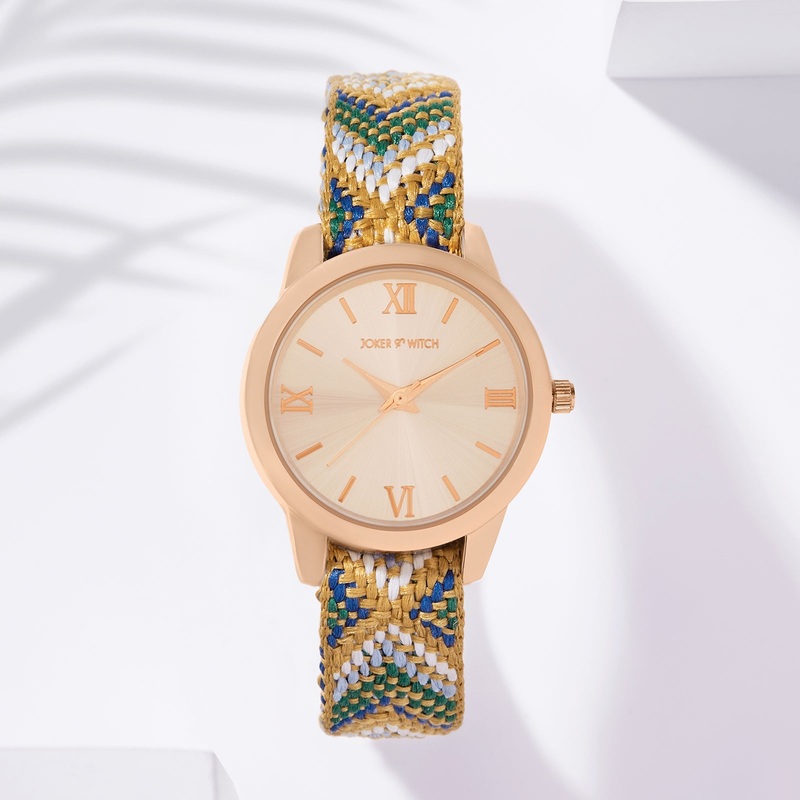 Zen Loom Rose gold Dial Blue and Yellow Rakhi Watch
