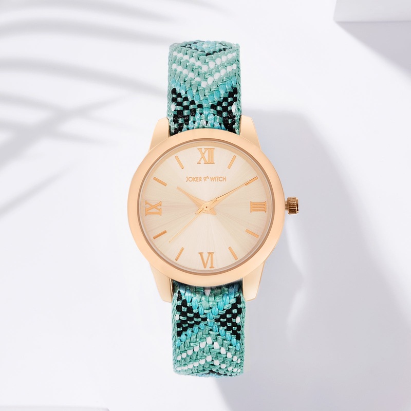 Zen Loom Rose Gold Dial Green & Black Rakhi Watch