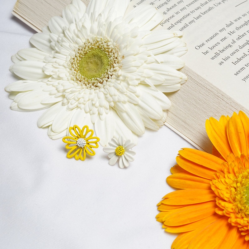 Bewitched Statement Multi-Pattern Yellow And White Floral Earrings