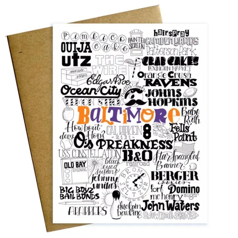 Baltimore Maryland Typographic Greeting Card