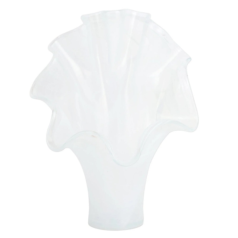Vietri Onda Glass White Fanned Vase