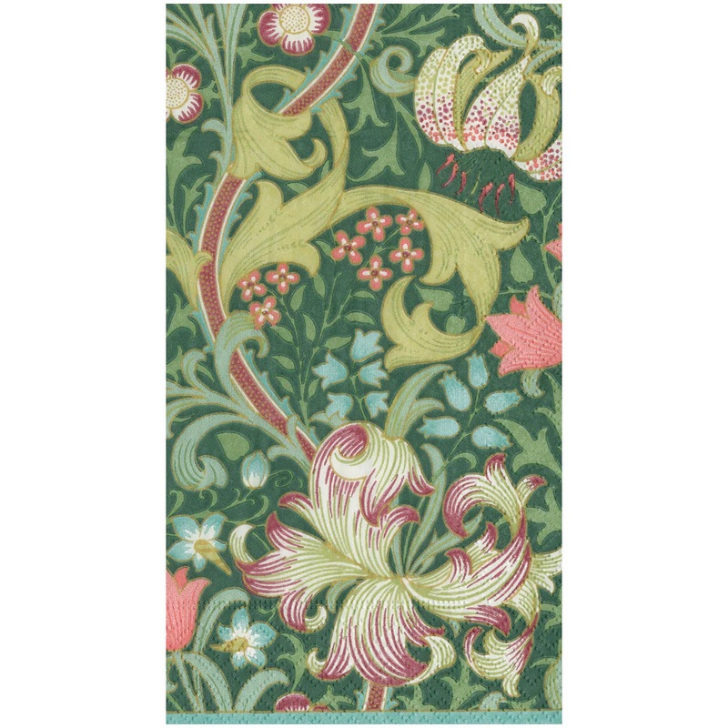Caspari Golden Lily Forest Guest Towel Napkins - Package of 15