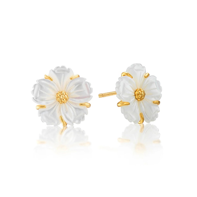 Capucine de Wulf Mermaid Garden Petite Stud Earrings in Mother of Pearl