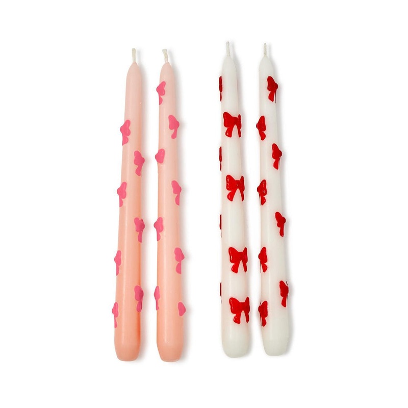 Two's Company Set of 2 Bow Taper Candles in Gift Box