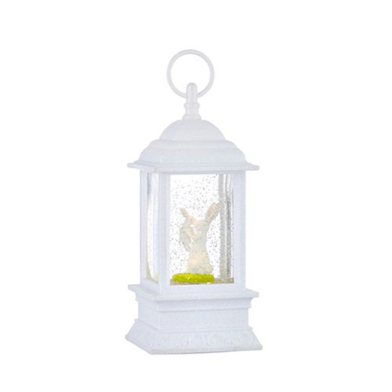 Bunny and Baby Animated 9.5" Lighted Water Lantern