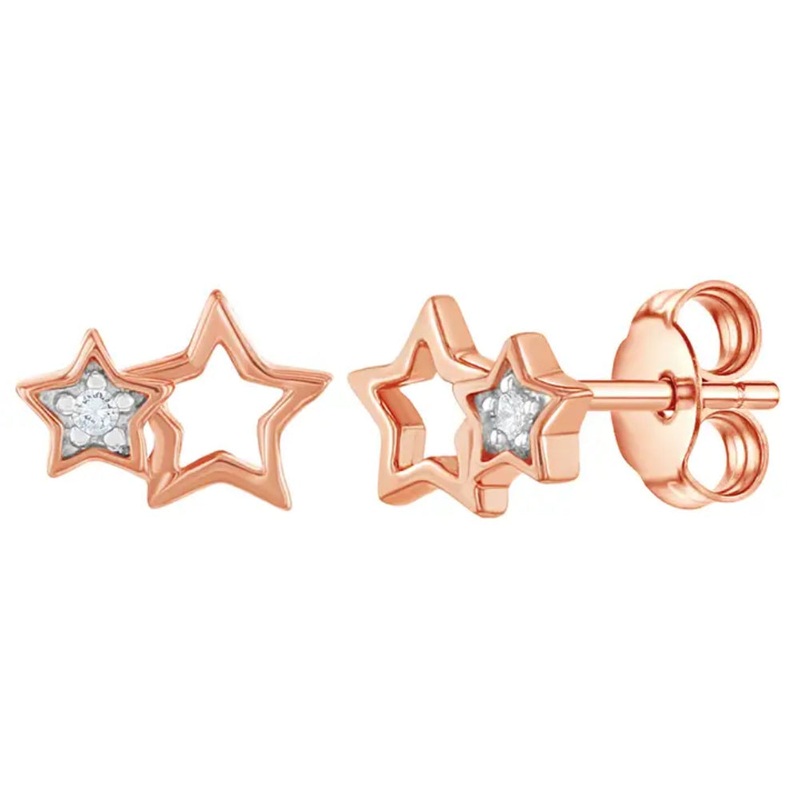 Kids & Teens Rose Gold Plated CZ Star Stud Earrings