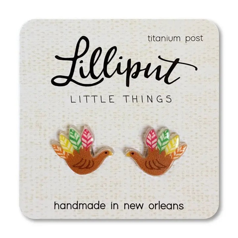 Lilliput Little Things Thanksgiving Hand Turkey Earrings