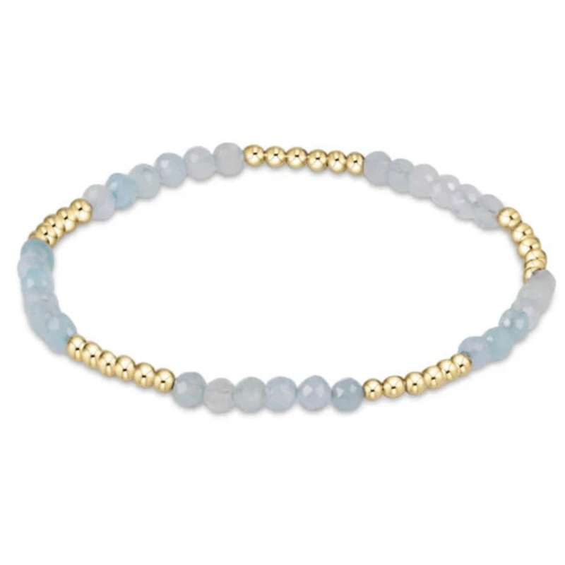 enewton 6.25" Blissful Pattern 2.5mm Bead Gemstone Bracelet - Aquamarine