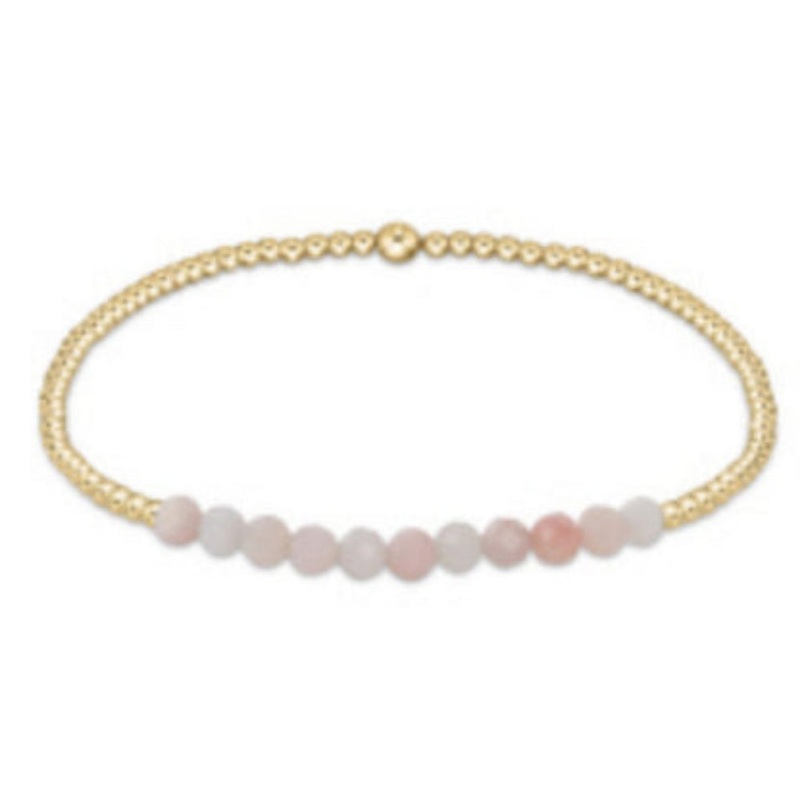 enewton 6.25" Gold Bliss Gemstone 2mm Bead Bracelet - Pink Opal