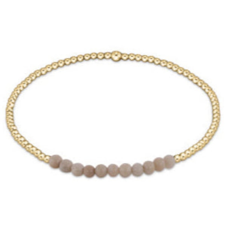 enewton 6.25" Gold Bliss Gemstone 2mm Bead Bracelet - Riverstone
