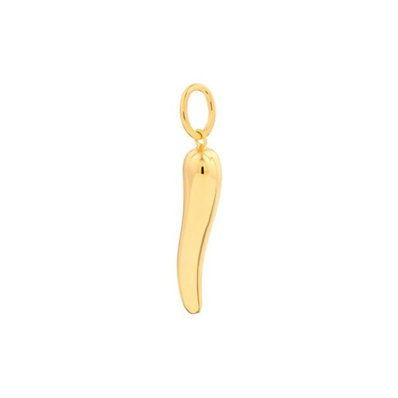 14k Gold Small Italian Horn Pendant Charm