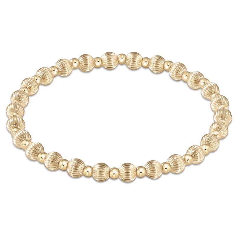 enewton 6.25" Dignity Grateful Pattern Bead Bracelet - Gold 5mm