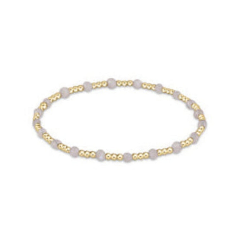 enewton 6.25" Gemstone Gold Sincerity Pattern 3mm Bead Bracelet - Moonstone