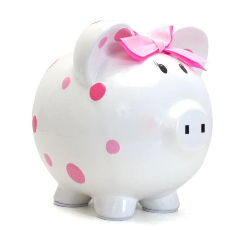 Child to Cherish Pink Multi-Dot Piggy Bank