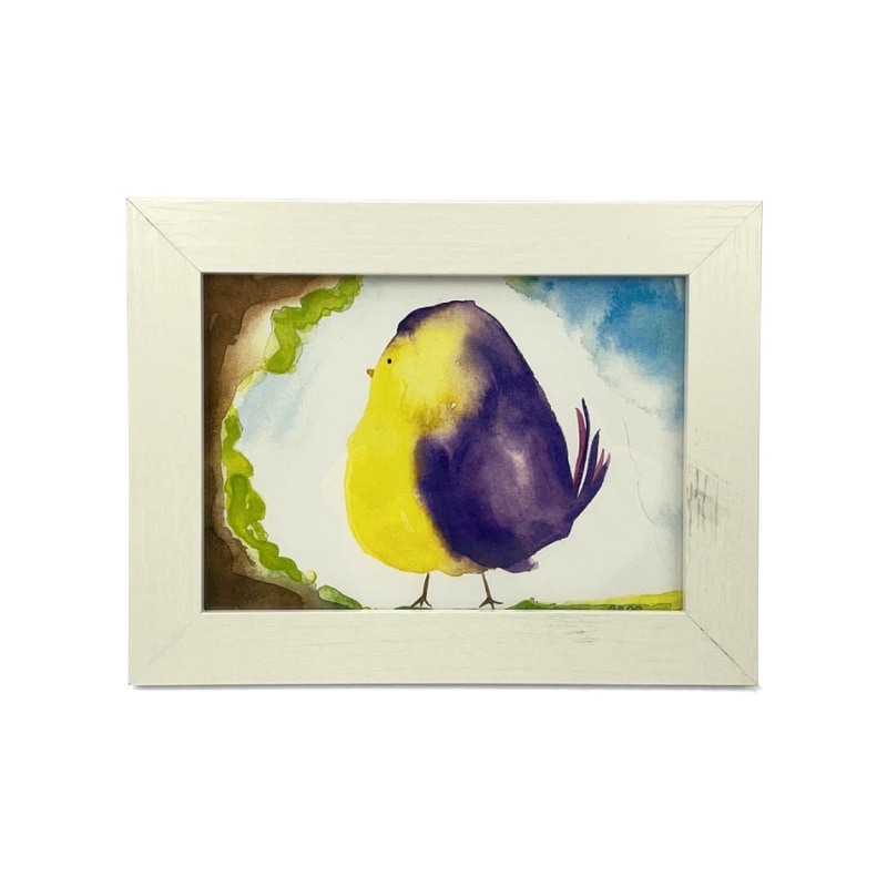 Artwork for Animals Angelica Goodwin Original Purple & Yellow Bird Watercolor Print