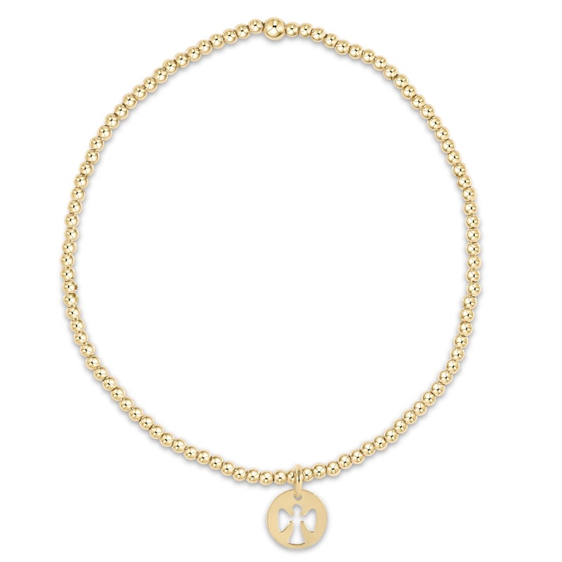 enewton 6.25" Classic Gold 2mm Bead Bracelet- Guardian Angel Disc