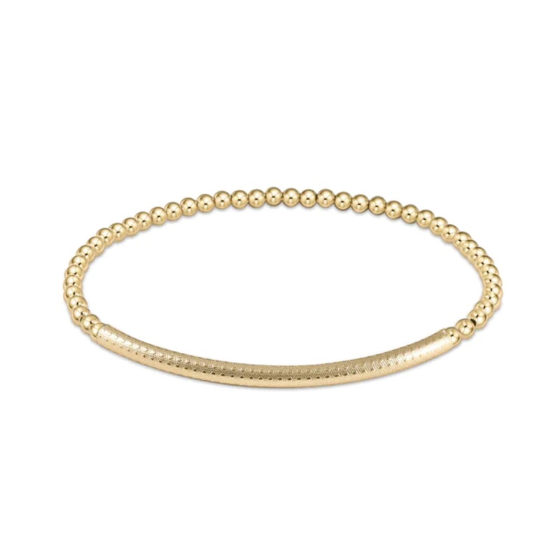enewton 6.25" Classic Gold 3mm Bead Bracelet - Bliss Bar Textured