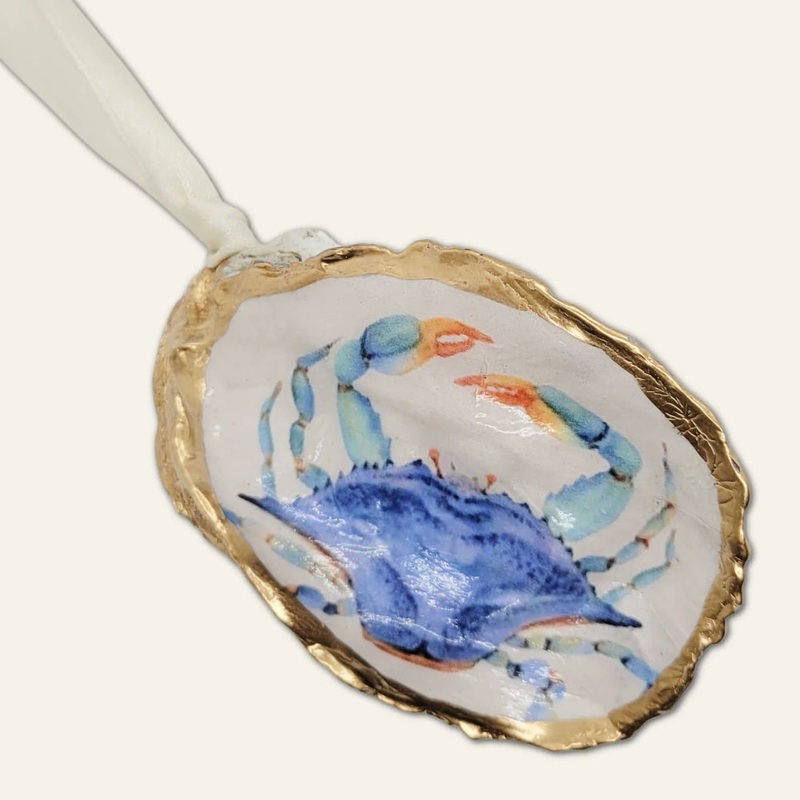 Blue Crab Oyster Shell Ornament