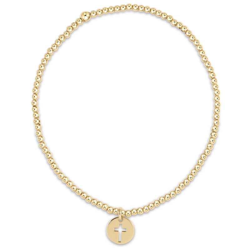 enewton 5.5" egirl Classic Gold 2mm Bead Bracelet - Blessed Small Gold Disc